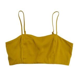 House Of Harlow Smocked Mustard Yellow Cropped Top With Adjustable Straps Size M